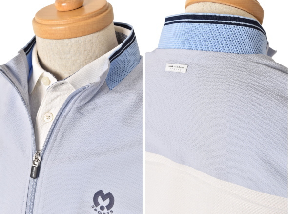 ミラショーン スポーツ ゴルフ mila schon sports 2026春夏新作 メンズ サッカー×メッシュジップアップベスト 服 ゴルフウェア_5