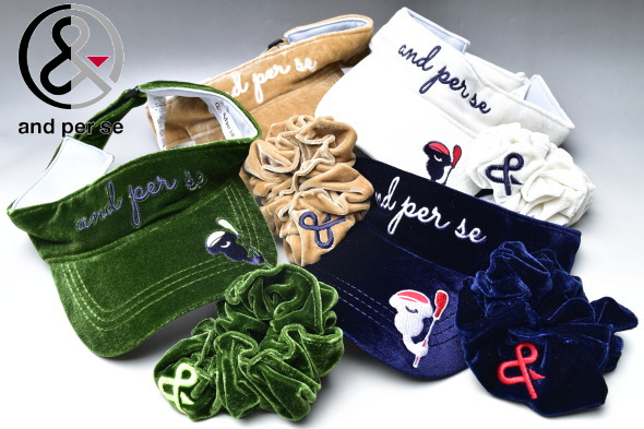 アンパスィ and per se ゴルフ 2024秋冬新作 レディース シュシュ付きベロアサンバイザーの通販は