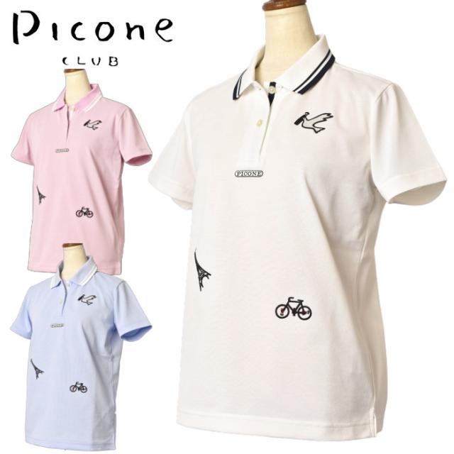 Tシャツ ホワイト S ピッコーネ クラブ PICONE CLUB ゴルフ 2025春夏新作 レディース