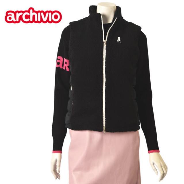 50％OFFセール！ アルチビオ archivio ゴルフ 2024秋冬新作 レディース ボア切替中綿ジップアップベスト 服 ゴルフウェア アウトレット