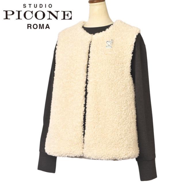 スタジオ ピッコーネ STUDIO PICONE ROMA 2025秋冬新作 レディース ボア×ニット切替ベスト ジレ