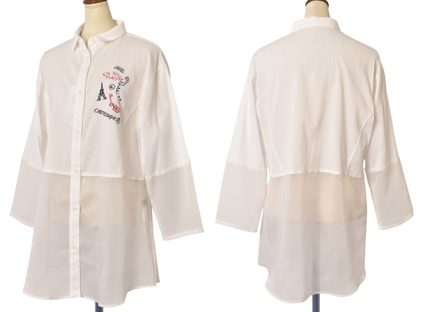 カステルバジャック 売れ筋商品|||CASTELBAJAC 2025春夏新作 レディース シースルー切替ロングブラウス ロングシャツ 服 カステルバジャック CASTELBAJAC 2025春夏新作 レディース