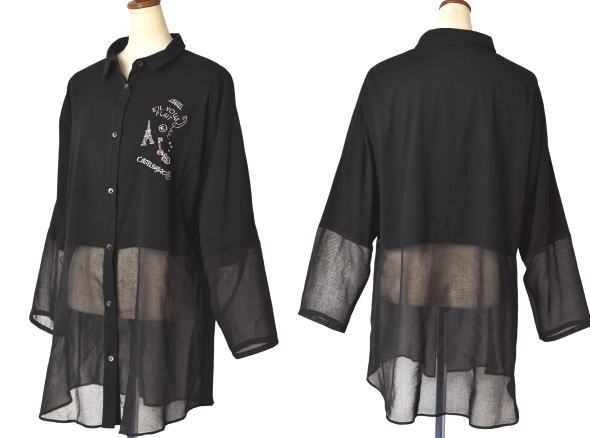 カステルバジャック 売れ筋商品|||CASTELBAJAC 2025春夏新作 レディース シースルー切替ロングブラウス ロングシャツ 服 カステルバジャック CASTELBAJAC 2025春夏新作 レディース