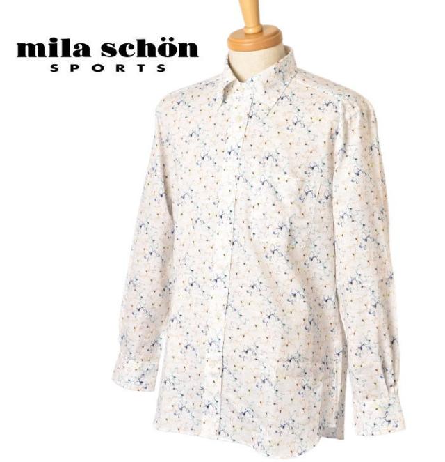 50％OFFセール！ミラショーン スポーツ ゴルフ mila schon sports 2025春夏新作 メンズ 長袖ボタンダウンシャツ 服 ゴルフウェア アウトレット