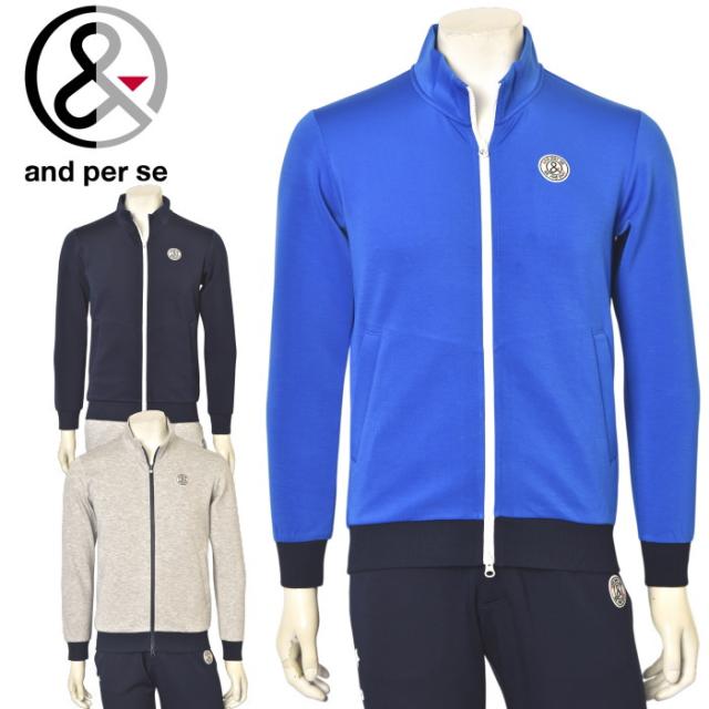 and per se フルジップ　ジャケット　黒 アンパスィ and per se ゴルフ 2025秋冬新作 メンズ ジップアップ