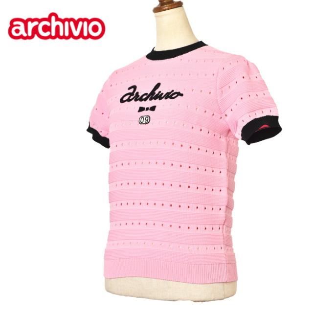50％OFFセール！ アルチビオ archivio ゴルフ 2024春夏新作 レディース 半袖ニットプルオーバー 服 ゴルフウェア