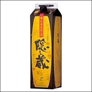 隠し蔵 焼酎 25度 1.8L 1800ml パック 2ケース（12本入り） 麦焼酎 濱田酒造  【地域限定 送料無料】