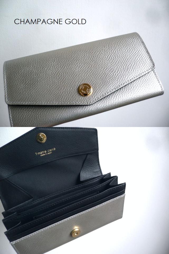 ノベルティ 1metre carre アンメートルキャレ 長財布 シュリンク レザー ギャルソン ミドル ウォレット LU30800 ベージュ/グレー/ブラック/ゴールド_7