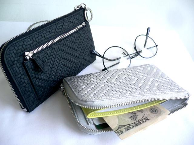 ノベルティ ARUKAN アルカン ミドル L字ファスナー 折り財布 メッシュ