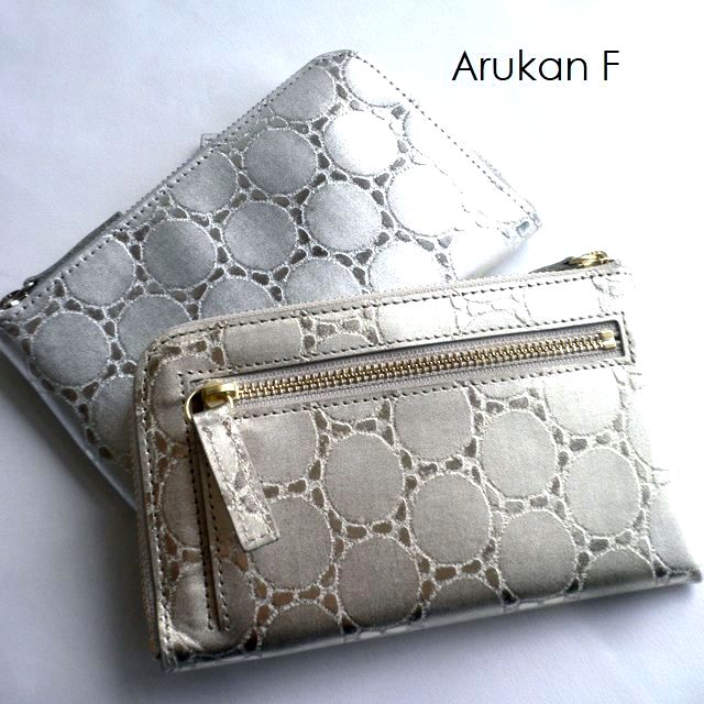 ノベルティ  ARUKAN アルカン F 財布 sukasi osi ショートLファスナー L字ファスナー 1414-709 シルバー ゴールド