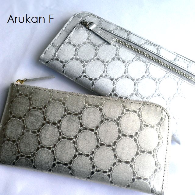 ノベルティ  ARUKAN アルカン F 長財布 sukasi osi Lファスナー L字ファスナー 1416-661 シルバー ゴールド