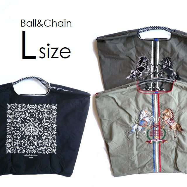 正規品 BALL＆CHAIN ボールアンドチェーン バッグ エコバッグ ショッピングバッグ 2way トート ショルダー Lサイズ BANDANA バンダナ DAMASK ダマスク TWIN HORSE 馬 ネイビー/グレー/ブラックの通販は