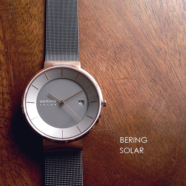 BERING ベーリング メッシュバンド ソーラー 腕時計 Scandinavian Solar 14639-369 グレー/ローズ