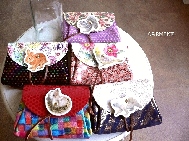 carmine カーマイン アニマル レザー ミニウォレット 革紐 折り財布 LMW オカメ/シロクマ/リス/ウサギ/ネコ/ハリネズミ 12,870円