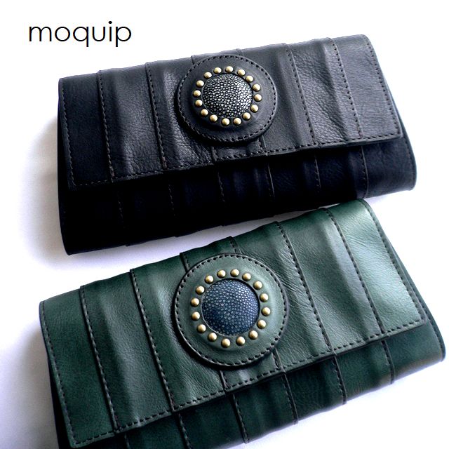 ノベルティ moquip モキップ ガルーシャ ステアレザー クラッチ 長財布 WLG06190 オークル/キャメル/グリーン/ブラック
