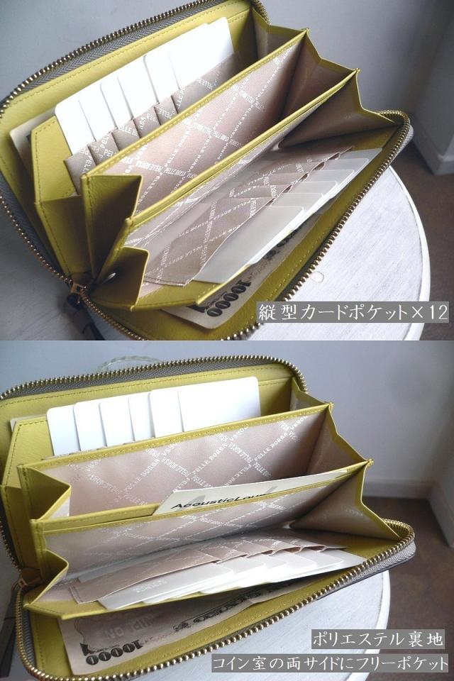 ノベルティ PELLE BORSA ペレボルサ 長財布 メッセージ ロゴ ラウンドファスナー ウォレット 4864 Playful Goods トープ/グレー/グリーン/イエロー_1