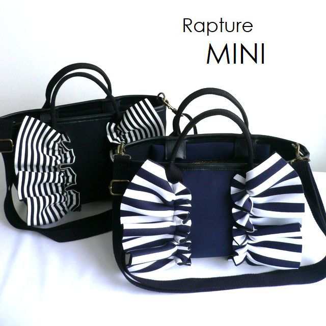 RAPTURE ラプチャー バッグ ダイバー素材 ネオプレン ネオプレーン ネイプルズ ラッフルトート ストライプ ボーダー ミニ 2way クロスボディ ショルダー TT288SRMINI ネイビー ブラックの通販は