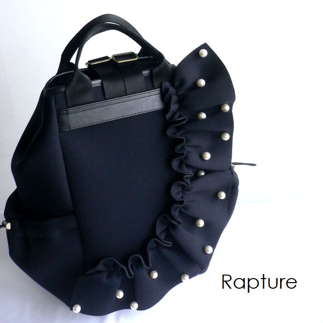 RAPTURE ラプチャー バッグ ダイバー素材 ネオプレン ネイプルズ ラッフル ボールパール- クリスタル スタッズ  2way バックパック リュック SH929RFBAP SH929BCMIX ブラック グレー インディゴ