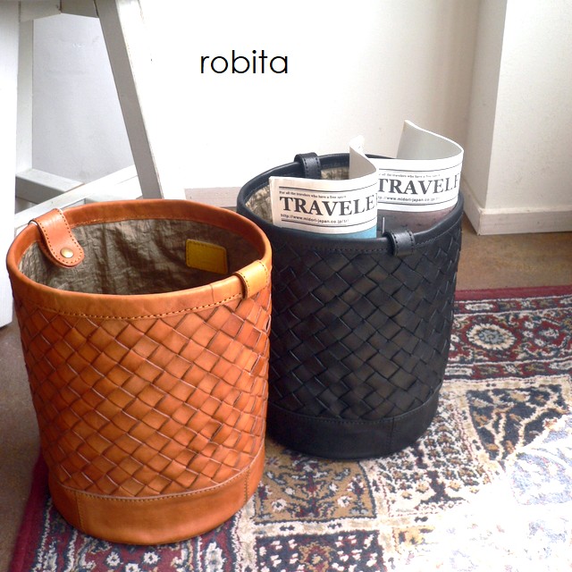 robita ロビタ メッシュレザー ダストボックス ゴミ箱 プランターカバー ドラム型ケース AN-6002 キャメル/ブラックの通販は
