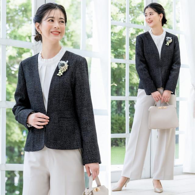 【新品未使用】【特別お値下げ】フォーマル ツイードジャケット 入学式 入学式・卒業式にお勧め キーカラーツイードジャケット レディス