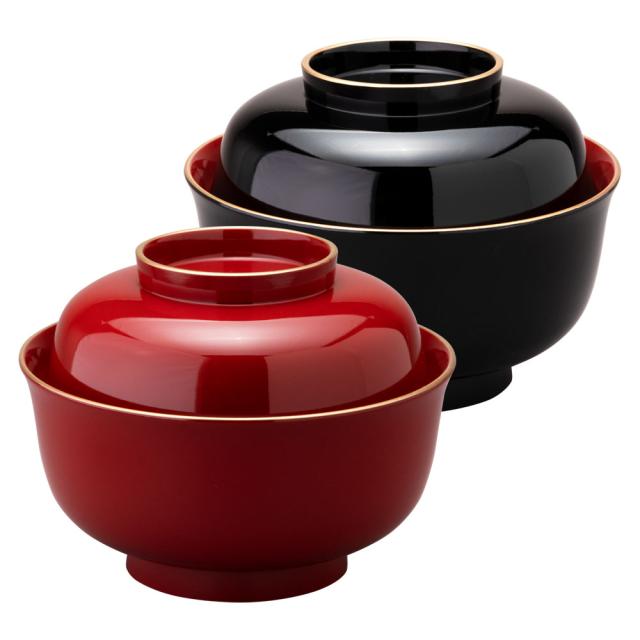 蓋付きお椀ペアセット　雑煮椀　金箔　松竹梅　朱・黒　石川県の工芸品　Bowl with a lid  Gold leaf Shouchikubai  lacquerwareの通販は 9,900円