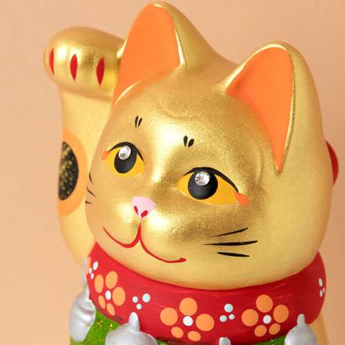 瀬戸焼 黄金招き猫 中 (K6101) 愛知県の工芸品 Seto-yaki Lucky cat