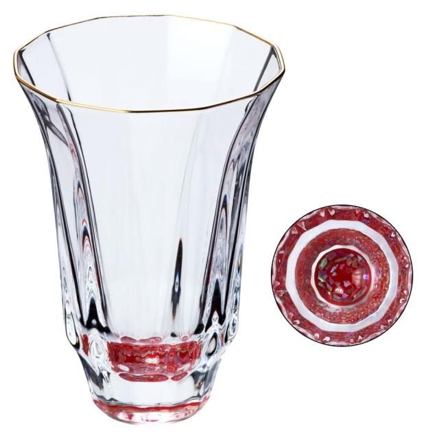 高岡漆器　螺鈿硝子　金杯（万華鏡）　石垣・朱　富山県伝統工芸品　Raden glass sake cup Takaoka-shikkiの通販は