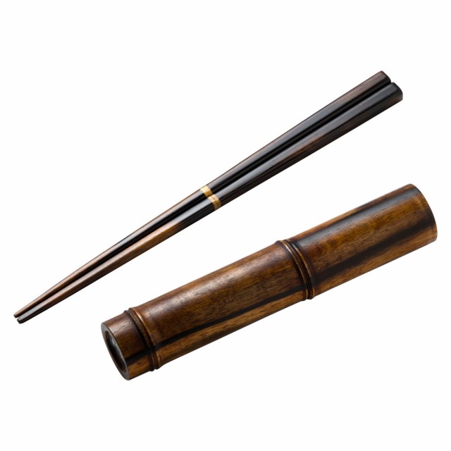 銘木つなぎ箸　銘木ケース　黒柿　京都・美山　銘木工芸　山匠　Wooden chopsticks with case Persimmon-wood Works of Japanese preci