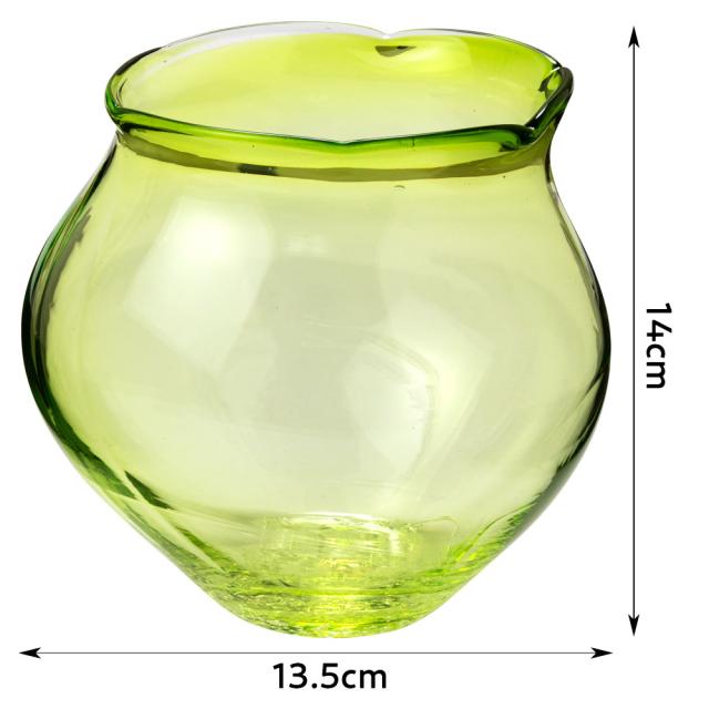 吹きガラスの金魚鉢 小001・若草 滋賀県の吹きガラス工房より 宙吹き