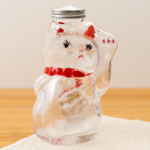 廣田硝子　招き猫　菓子ビン　小　レトロ感ある懐かしのガラス瓶　Confectionary bottle of glass｜au PAY マーケット