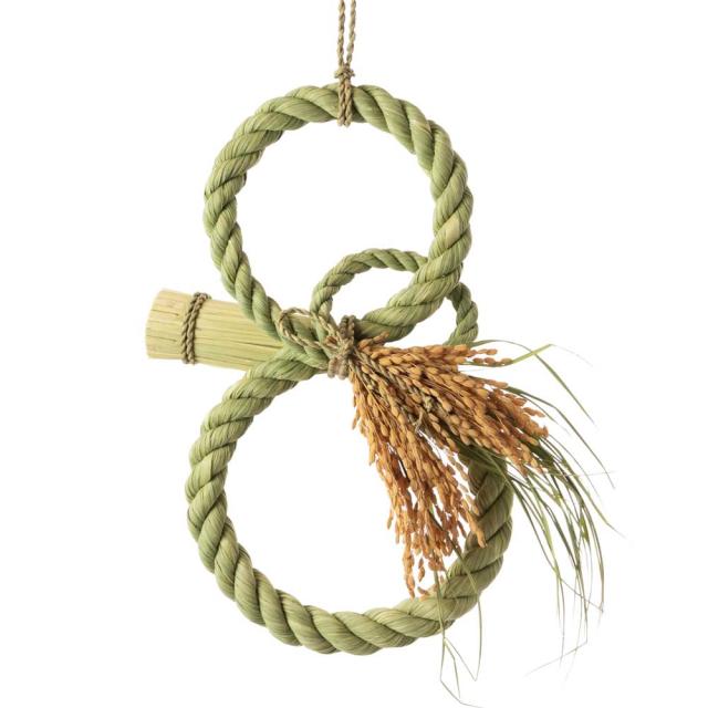 縁起飾り　わらむ　三拍子（さんびょうし）　国産わらの縁起物　玄関飾り　マンションのドアにも　壁掛け　30×23cm　日本製　国産　除災招福　末広がりの通販は 5,115円