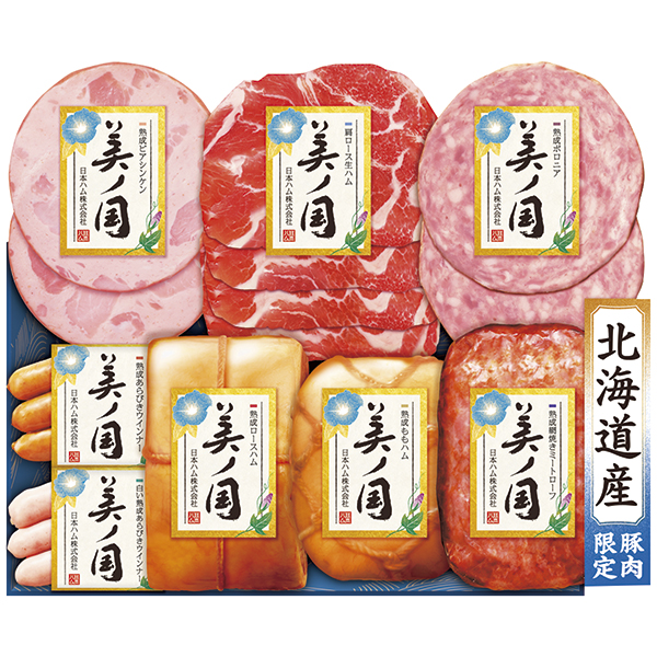お中元 ギフト 2026 送料無料(一部地域除く) 日本ハム 北海道 プレミアム 美ノ国 ハム詰合せ UKBS-18