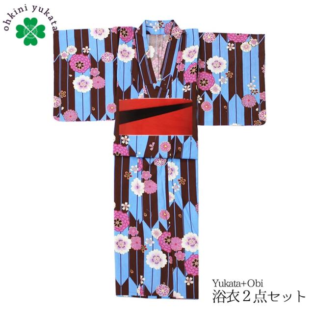 浴衣セット レディース 婦人 浴衣 帯 2点セット 青 濃いえんじ 花ちらし 矢羽 Fサイズ フリー リバーシブル帯 浴衣帯 平織り 簡単の通販はau Pay マーケット 大喜賑 おおきに