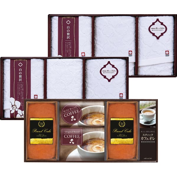 内祝い お祝い ギフト お菓子 今治製タオル(白の贅沢)＆金澤パウンドケーキ・珈琲セット IMK-100A 菓子折り セット 出産内祝い 結婚内祝い 入学内祝い お年賀 香典返し お返し 新生活 プレゼント お年賀の通販は 9,570円