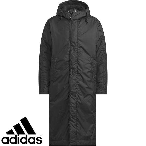 ◆◆ ＜アディダス＞ ADIDAS スリーストライプス ルーズフィット ロング ボアコート BW566 (KA1304：ブラック/ブラック) メンズ