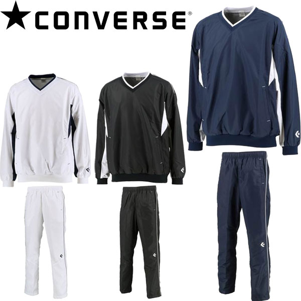 ◆◆◎ ＜コンバース＞ ユニセックス Vネックウォームアップジャケット＆パンツ ウィンドブレーカー 上下セット セットアップ CB162508S-CB162508P