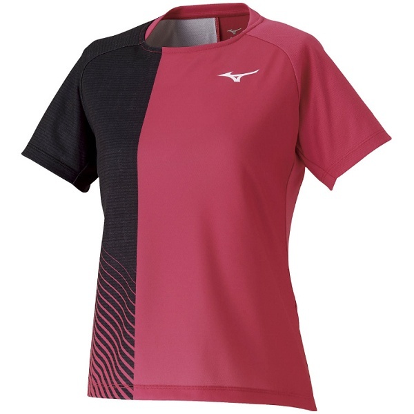 ◆◆メール便発送 【クリアランス】【返品・交換不可】 ＜ミズノ＞ MIZUNO ウィメンズゲームシャツ(ウィメンズ) 62JA0216 (65：ピンク×ブラック) テニス バドミントンの通販はテニスウェア