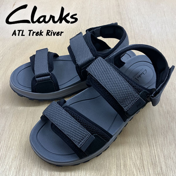 即納可☆【Clarks】クラークス ATL Trek River  ブラック サンダル 26186551