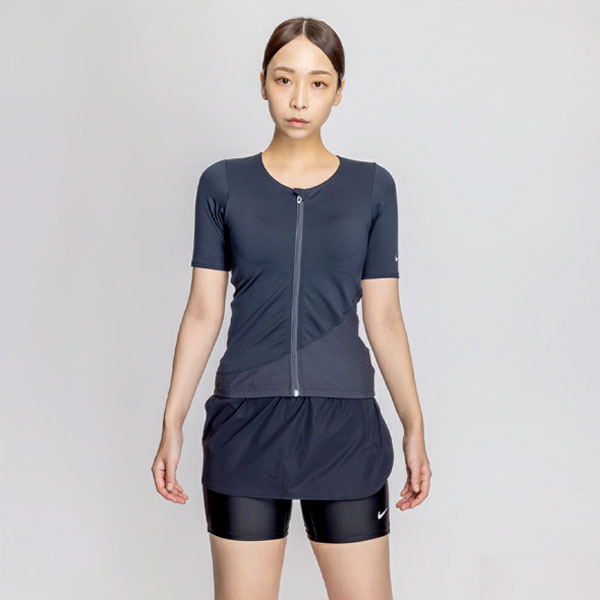 即納可☆【NIKE】ナイキ  ジップ付き半袖 2in1 スカートショーツセパレーツ レディース フィットネス水着 2993126