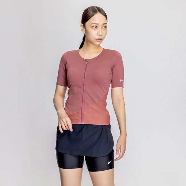 即納可☆【NIKE】ナイキ  ジップ付き半袖 2in1 スカートショーツセパレーツ レディース フィットネス水着 2993126