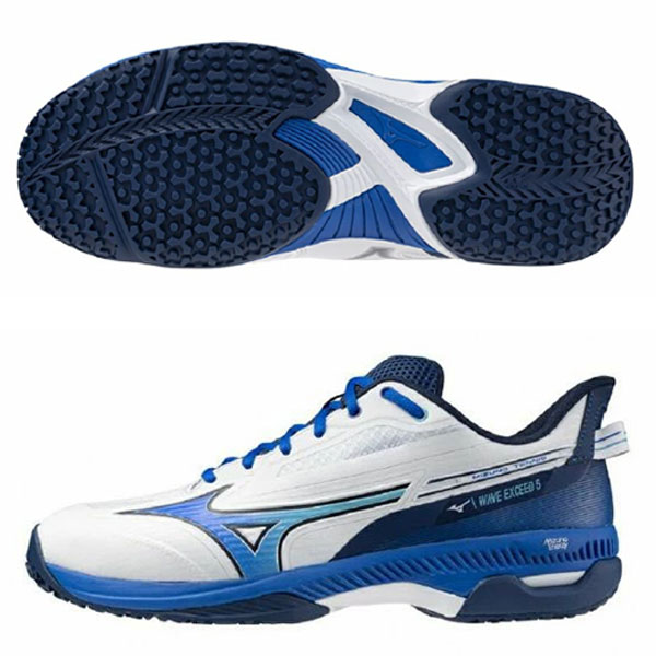 即納可☆【MIZUNO】ミズノウエーブエクシード5 WIDE OC クレー／砂入り人工芝コート 3E相当 テニスシューズ ユニセックス 61GB2313_1