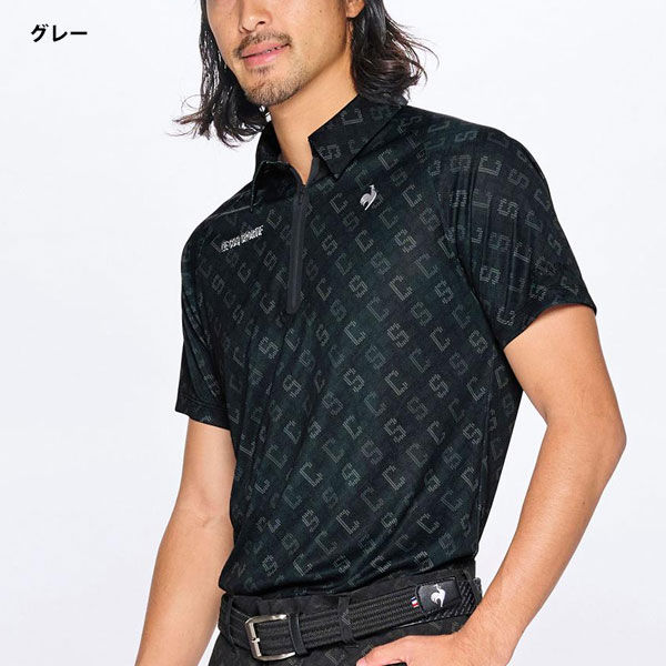メール便発送 即納可☆【le coq sportif】ルコック 【RIJOUME】 ハーフジップシャツ モノグラム柄 ゴルフ ストレッチ UVカット LG5SHSR2M_1