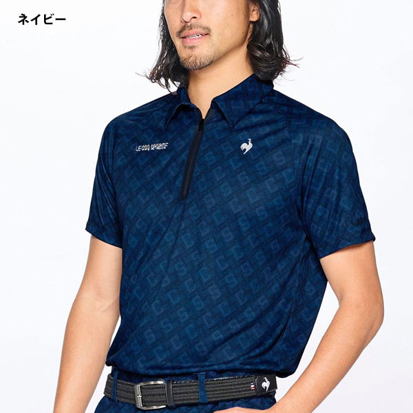 メール便発送 即納可☆【le coq sportif】ルコック 【RIJOUME】 ハーフジップシャツ モノグラム柄 ゴルフ ストレッチ UVカット LG5SHSR2M_2