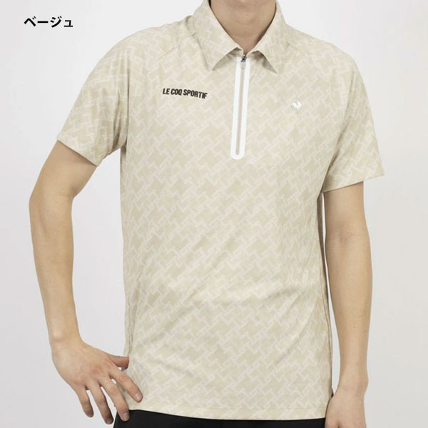 メール便発送 即納可☆【le coq sportif】ルコック 【RIJOUME】 ハーフジップシャツ モノグラム柄 ゴルフ ストレッチ UVカット LG5SHSR2M_3
