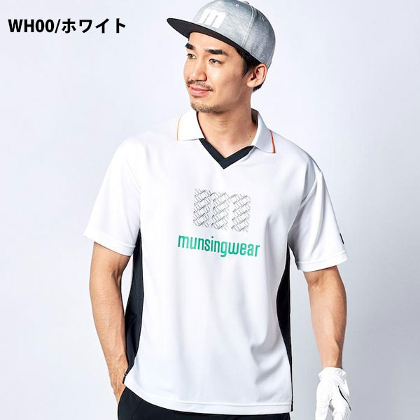 メール便発送 即納可☆【Munsingwear】マンシングウェア サンスクリーン mロゴプリントサッカーゲームシャツ ゴルフ MEMVJA11_1