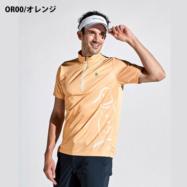 メール便発送 即納可☆【Munsingwear】マンシングウェア MOTION 3D パネルジャガードハーフジップシャツ ゴルフ MGMXJA09_1