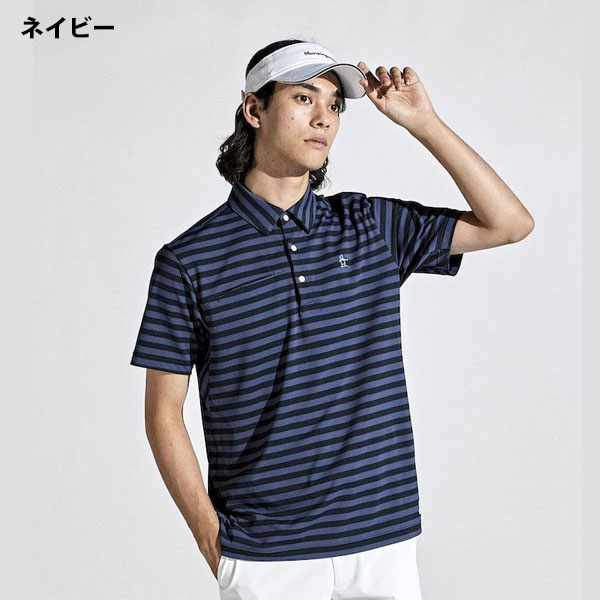 メール便発送 即納可☆【Munsingwear】マンシングウェア SUNSCREEN 先染め ボーダー テーラーカラーシャツゴルフ MGMXJA16_1