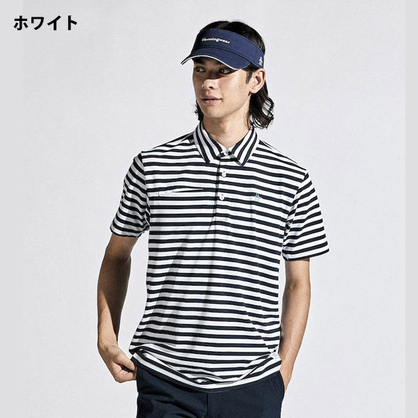 メール便発送 即納可☆【Munsingwear】マンシングウェア SUNSCREEN 先染め ボーダー テーラーカラーシャツゴルフ MGMXJA16_2