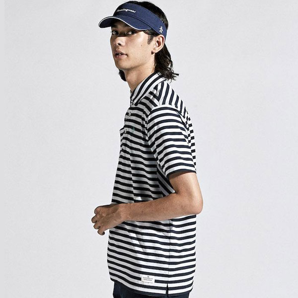 メール便発送 即納可☆【Munsingwear】マンシングウェア SUNSCREEN 先染め ボーダー テーラーカラーシャツゴルフ MGMXJA16_4