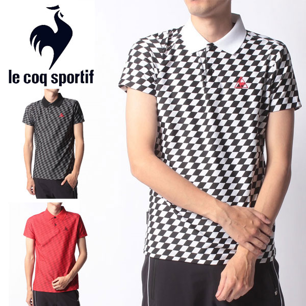 メール便発送 即納可☆【le coq sportif】ルコック 超特価半額  RIJOUME プリント半袖シャツ メンズ ゴルフ ポロシャツ QGMRJA33